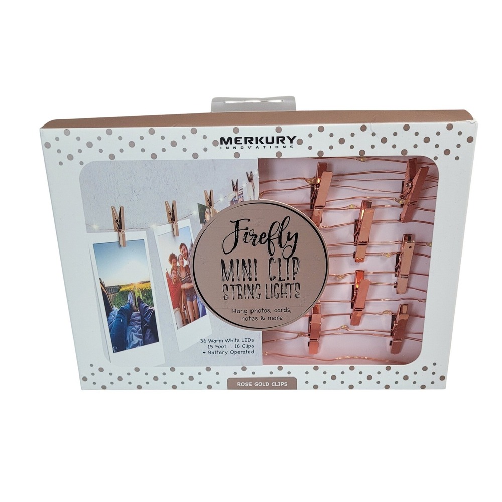Merkury Innovations Firefly Mini Clip String Lights 15ft Rose Gold NEW